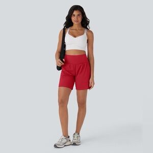 HALARA Women's Athletic Shorts in Red 7”